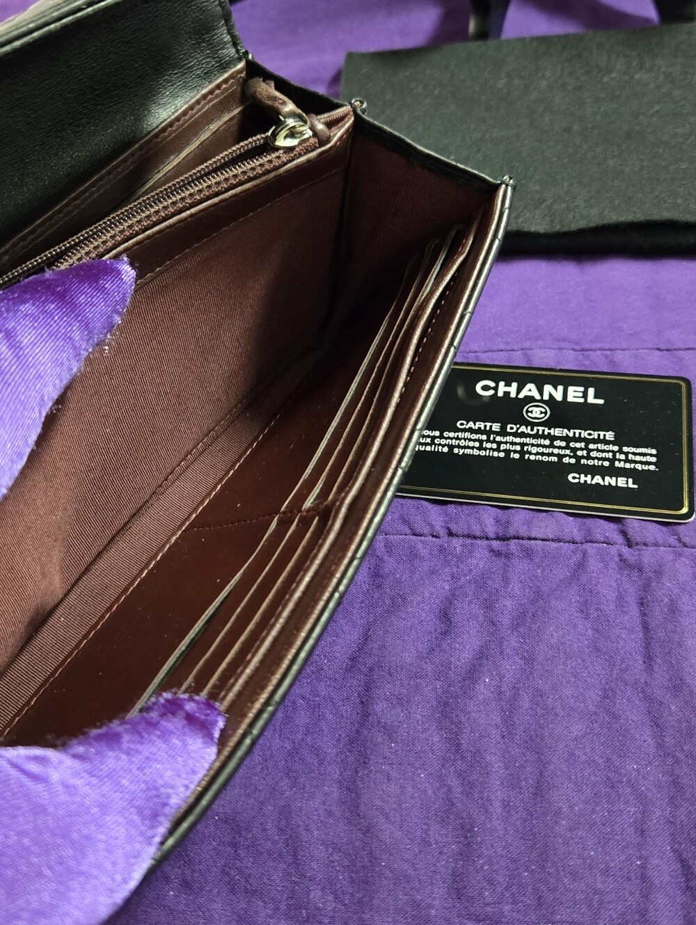 CHANEL Black Quilted Continental Leather Wallet with SilverTone CC - Picture 11 of 14